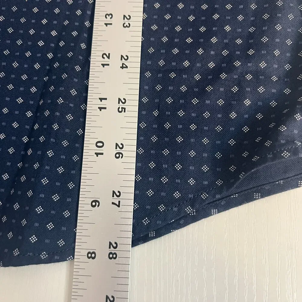 Banana Republic Shirt Men's M Navy Geometric Short Sleeve Slim Fit Button Down